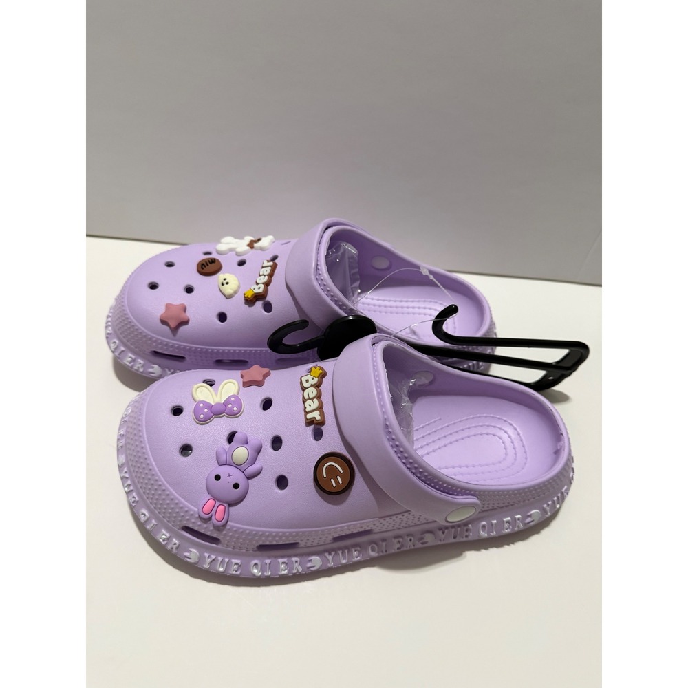 Yue Qier Purple Platform Clogs Size 8.5 EU39 with Kawaii Charms Lavender Shoes